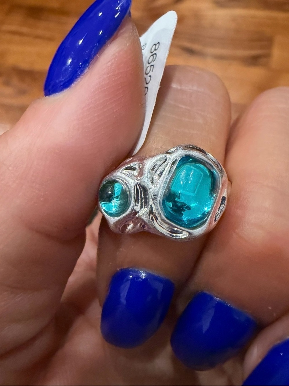 Free People Silver Ring with Teal Stones